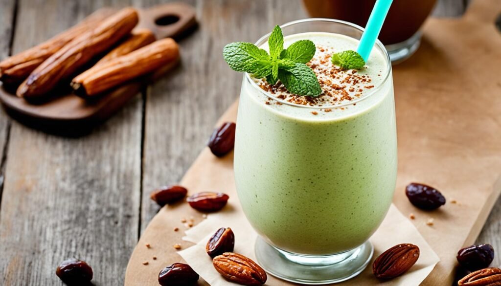 Coconut Milk, Almond Butter, Dates, and Vanilla Bean Smoothie